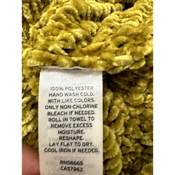 Open Edit Sweater Short Sleeve Crop Jumper Loose Knit Green Gold W Medium NWT - Picture 10 of 10